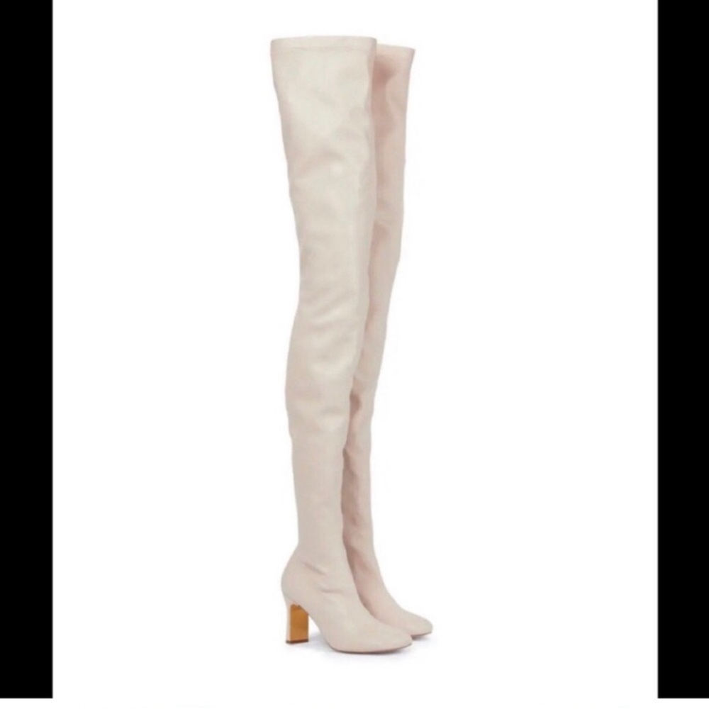 Stella McCartney Ivy beige vegan OTK boots 36.5=6.5
